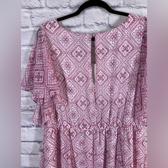 Torrid Pink/Purple & White Boho Print Flutter Sleeve Dress Plus Size 2X - Picture 4 of 4